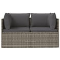 thumbnail image 5 of vidaXL 2-Seater Patio Sofa with Cushions Gray Poly Rattan, 5 of 10