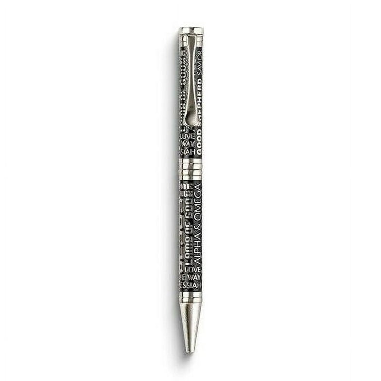 "Name Above All Names" Scripture Metal Ballpoint Pen - Silver Tone & Wood, 5.5 Inch, Gift Card Included