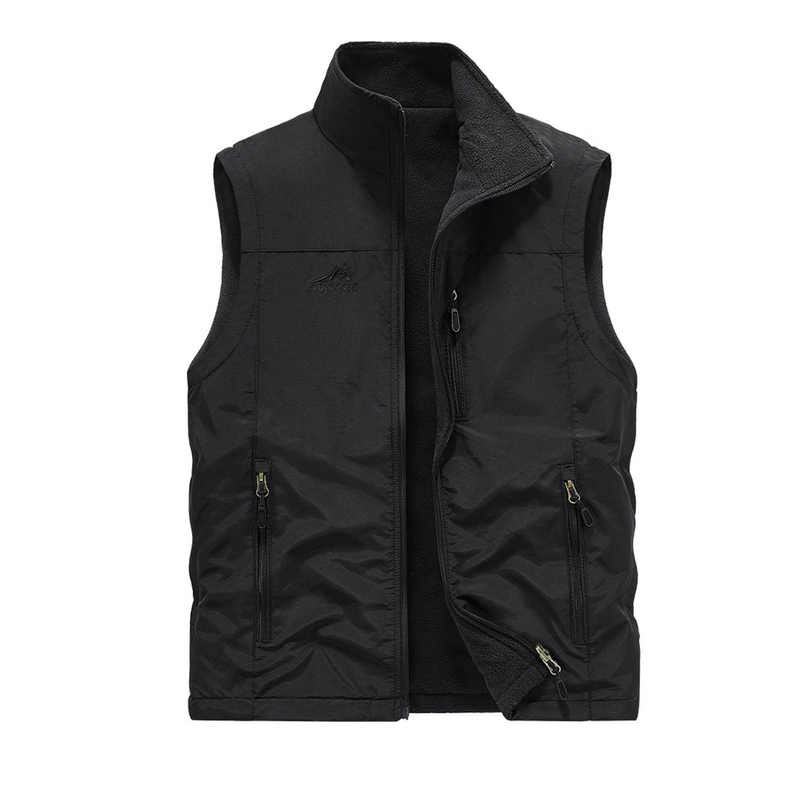 Zedker Vest for Men Lightweight Soft shell Windproof Outerwear Zip Up Jacket Fleece Lined Waterproof Vest Outerwear for Running Hiking Travel Black XXXXXL