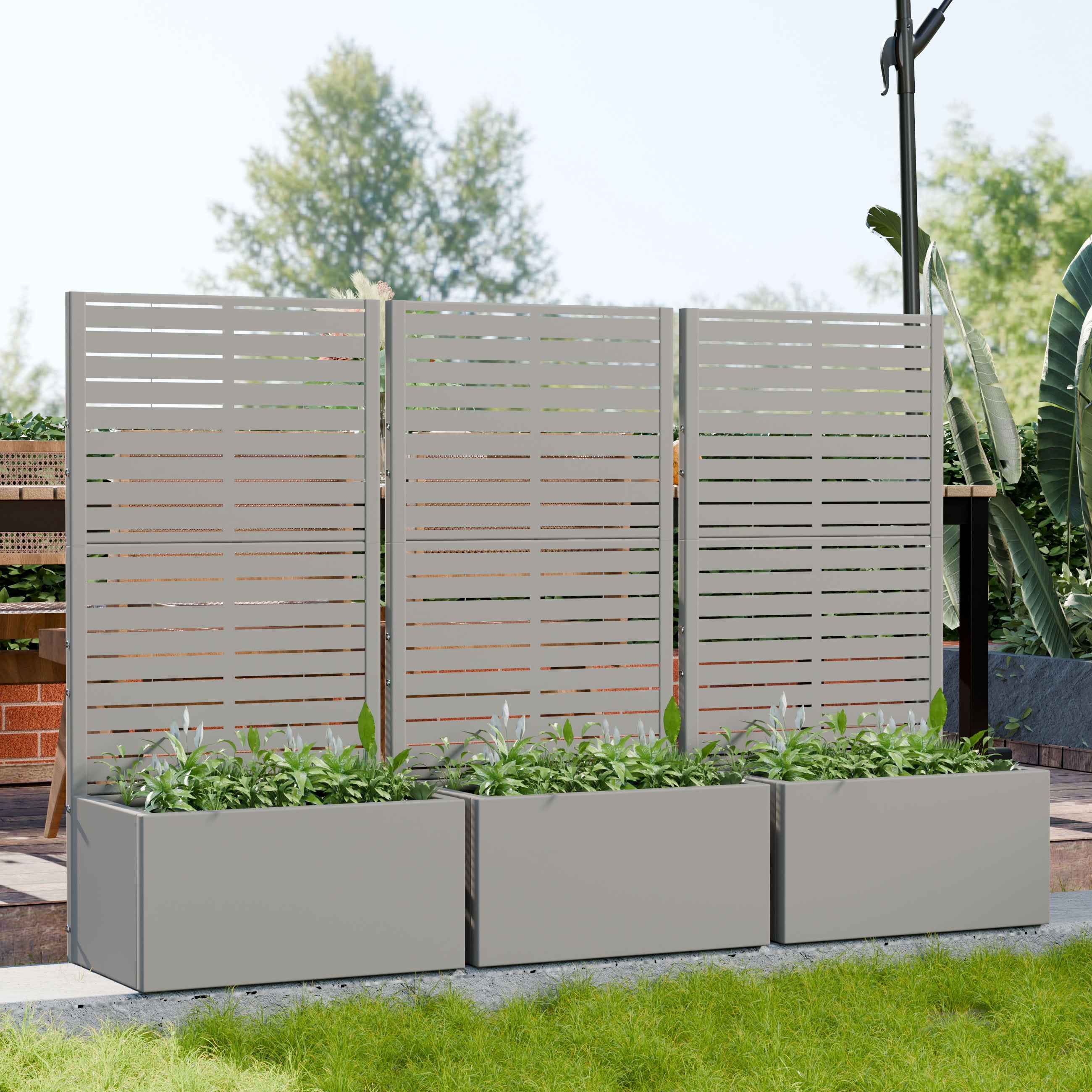 MAYEERTY 47*24in Outdoor Metal Planter Box, Narrow Space Planter Box, Slim Patio Planter for Patio, Garden, Yard
