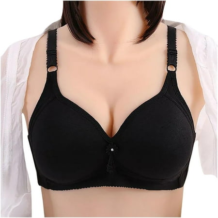 V Neck Cami Bra for Women Girls Bra Wire-Free Underwear Pullover Bra Everyday Underwear V-Neck Lightly Lined Bra Feature Hook and Eye Closure Push-up Bra Style Y-532   Black 46