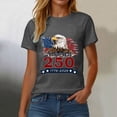 thumbnail image 3 of mgoYE Women T-Shirts Loose Fit Womens 250th Anniversary Patriotic July 4th T-Shirt – USA 1776-2026 O-Neck T-Shirt(Grey,L), 3 of 5