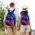 thumbnail image 5 of Naloa Cosmic Cat Psychedelic Journey Canvas Backpack for Men Women Rucksack Casual Travel Daypack College Tote Satchel Bookbag for Teens-Small, 5 of 7