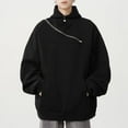thumbnail image 4 of KHONTS Men's Side Zip Pullover Hoodies Long Sleeve Drop Shoulder Sweatshirt Casual Fashion 20s Streetwear Black L, 4 of 9