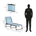 thumbnail image 2 of Folding Chaise Lounge Pool Chair, Patio Sun Tanning Chair, Breathable Mesh Seat, Outdoor Lounge Chair with 4-Position Reclining Back for Beach, Yard, Patio,Sky Blue, 2 of 5