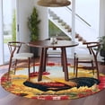 thumbnail image 4 of Retro Rooster Large Area Rugs for Bedroom Living Room, Soft Non Slip Carpet Bedside Rug, Yellow Sunflower Red Plaid Farmhouse Round Floor Cover Kitchen Accent Rug 6' for Dining Room/Office, 4 of 9
