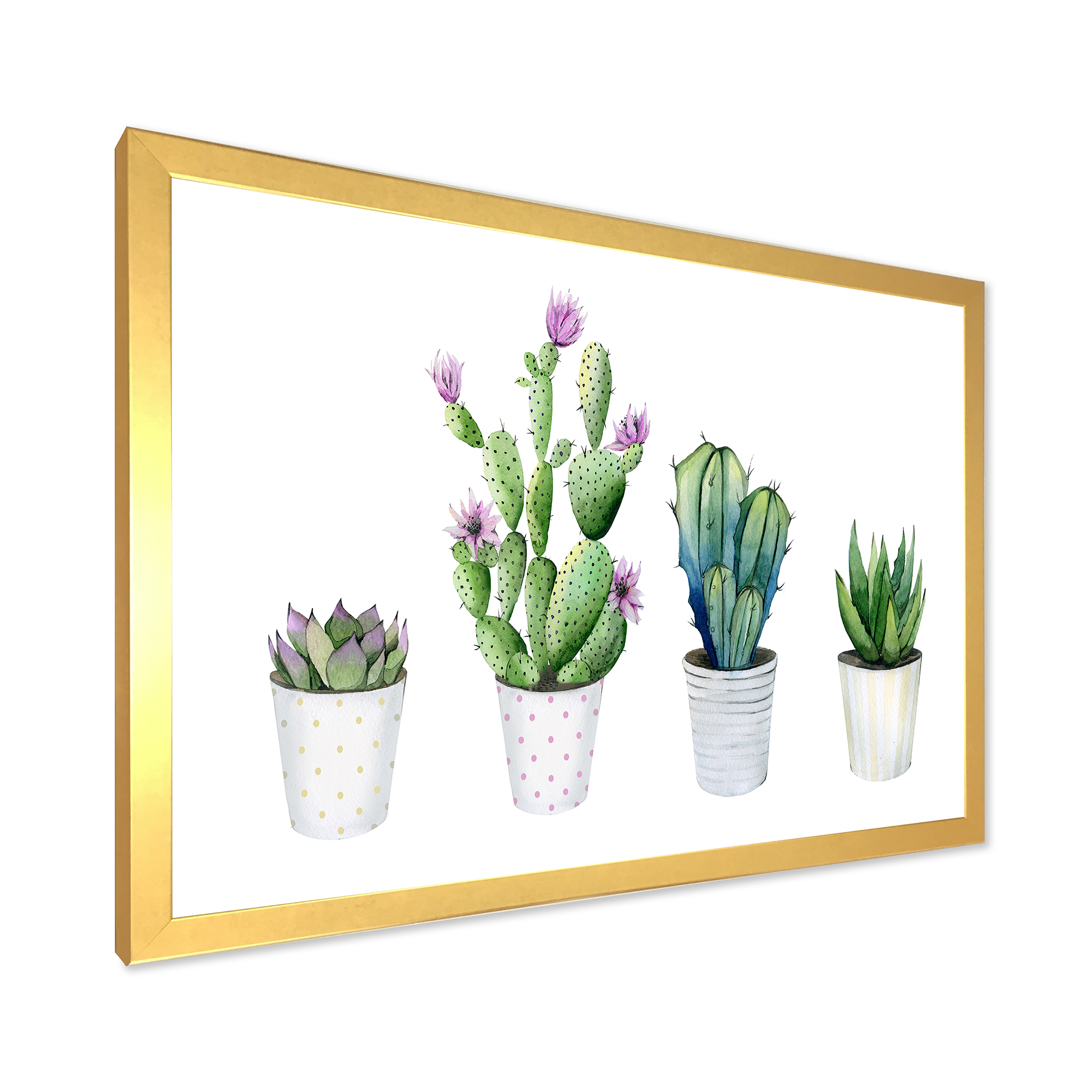 Designart 'Aloe Vera Cactus Succulent Home Plants In The Pots' Farmhouse Framed Art Print