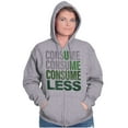 thumbnail image 4 of U Me Consume Less Waste Earth Day Unisex Fleece Graphic Zip Up Hoodie Brisco Brands 2X, 4 of 5