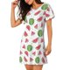 thumbnail image 2 of Disketp Hand Drawn Watermelon para Camisón Corto de Manga Corta para Mujeres, Camisón Cómodo con Escote Redondo, Bonito y Confortable, 2 of 6