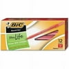 BIC Round Stic Xtra Life Ball Pen, Medium Point (1.0mm), Red, 12 Count, Flexible Round Barrel for Writing Comfort
