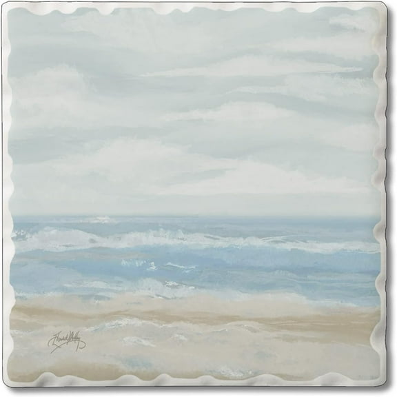 Absorbent Stone Tumbled Tile Coasters, Calm Sea, Set of 4