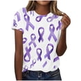 thumbnail image 3 of UPPADA Summer Tops for Women 2024 Alzheimers Awareness Shirts Round Neck Dressy Casual Blouses Purple Ribbon Support Shirts Dementia Alzheimers Tshirts,Alzheimers Awareness Shirts Women, 3 of 5
