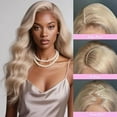 thumbnail image 2 of Glamm Global 26 Inch Ash Blonde Lace Front Wig Human Hair Ash Blonde Wig 13x6 Body Wave Lace Front Wigs Human Hair Pre Plucked Blonde Wigs For Women Natural Hairline, 2 of 5