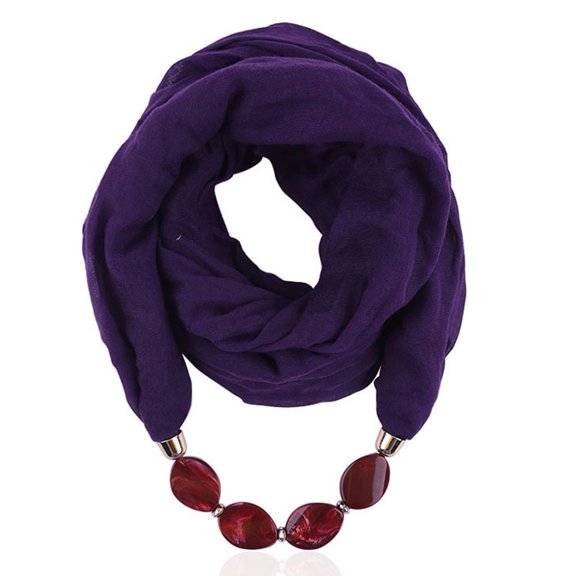 Fgnfyis Women's Linen Necklace Pendant Scarf Ethnic Style Soft Resin Pendant Neck Wrap Bohemian Fashion Accessory Purple