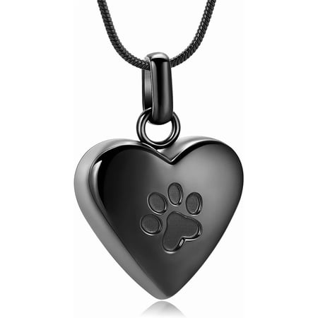 Customize Cremation Jewelry - Pet Heart Cremation Jewelry for Ashes For Dog / Cat Paw Urn Necklace Paw Print Pet Heart Urn Necklace Personalized Necklaces Engraved Names Jewelry