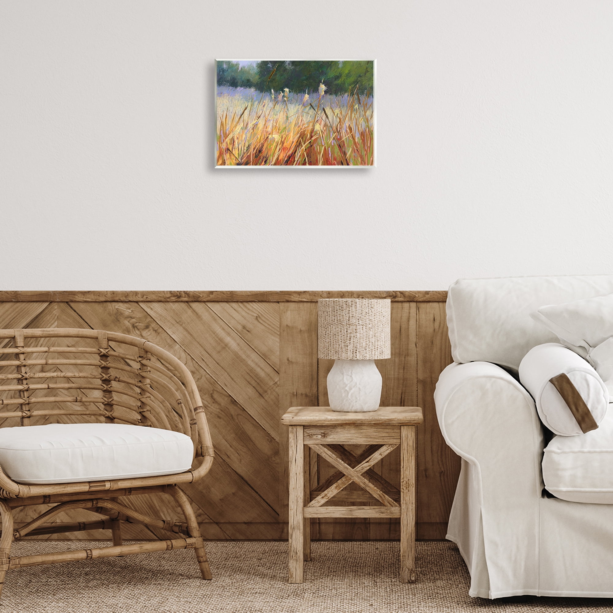 Stupell Industries Country Summer Reeds Landscape & Nature Painting Unframed Art Print Wall Art, 15 x 10