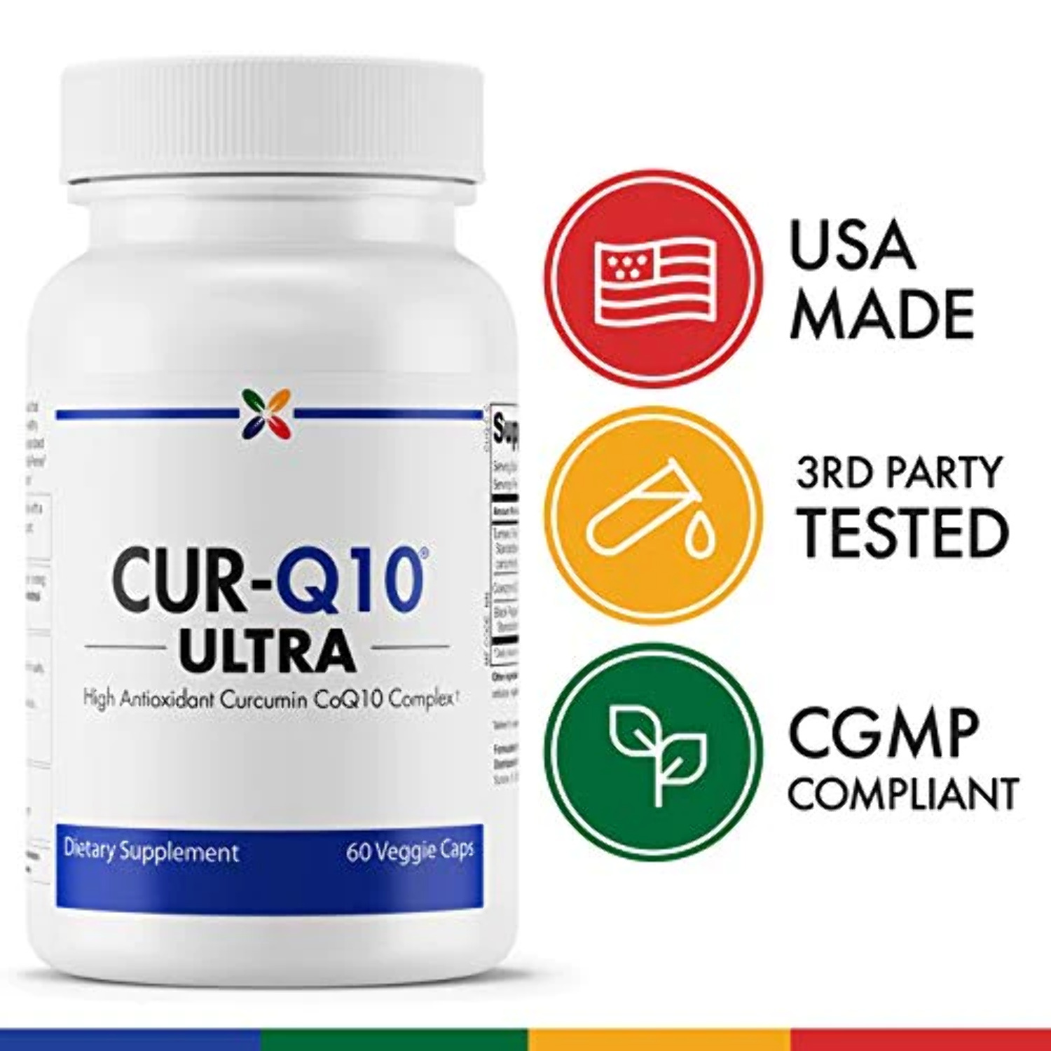 Stop Aging Now CUR-Q10 Ultra Curcumin CoQ10 Complex Veggie Capsules - image 4 of 7