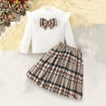 thumbnail image 2 of HAOTAGS Girls Outfit Sets,Cute Fashion Preppy Style Plaid Long Sleeve Top Shirt + Mini Skirt Two Piece Sets White Size 9, 2 of 8
