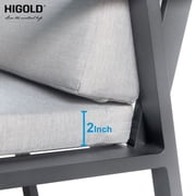 HIGOLD 3801 Nofi Patio Dining Chair with Cushion Set of 2, Outdoor Aluminum Furniture for Garden Living