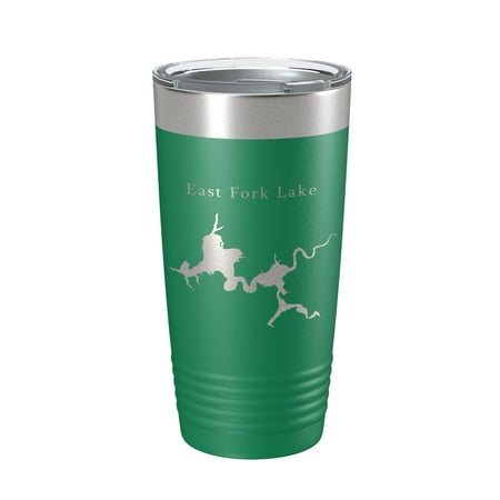 

East Fork Lake Map Tumbler Travel Mug Insulated Laser Engraved Coffee Cup Ohio 20 oz Green
