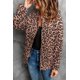 thumbnail image 3 of ABPHQTO Abrigo de leopardo con cordón y cremallera con cuello de solapa marrón para mujer, 3 of 5