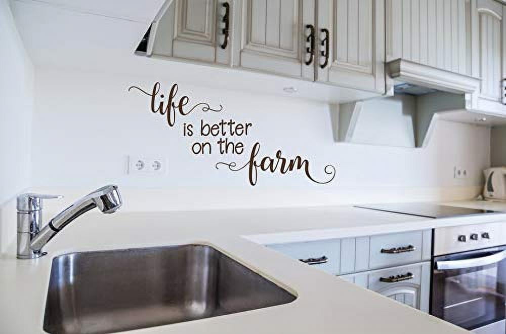 Life is Better on The Farm Wall Decals Vinyl Stickers Home Decor Quote 23x12-Inch Chocolate Brown