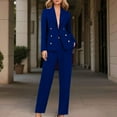 thumbnail image 2 of Breezora Women's Long Sleeve Cardigan and Pants Suit Set Office Work Professional Outfit Elegant Two Piece Business Casual Wear XXL Size Blue, 2 of 8