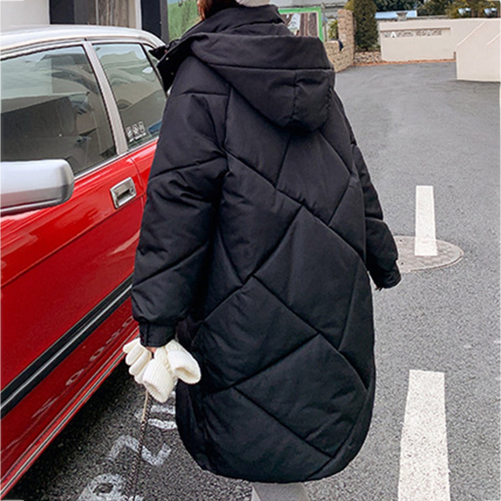 ずっと気になってた Aboser Puffer Sleeve Long Winter Coats Quilted Hooded Womens Clothing