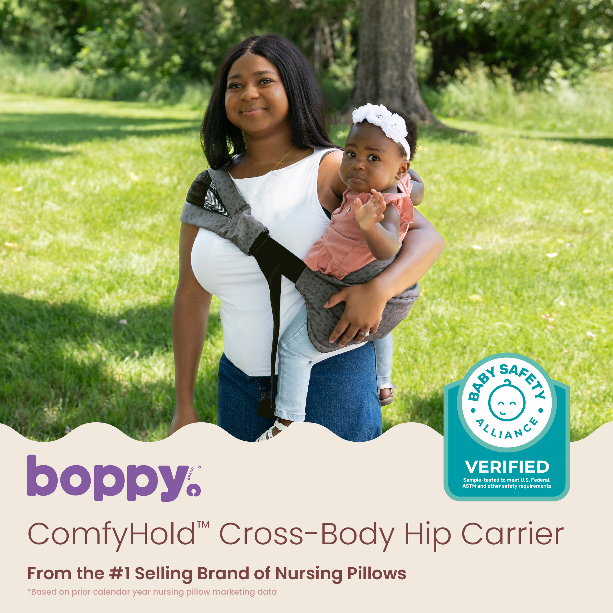 Boppy ComfyHold Cross-Body Hip Baby Carrier, Gray photo 2