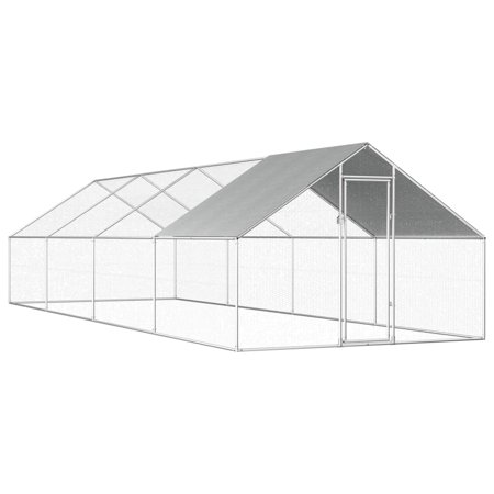 Anself Outdoor Chicken Cage with Door and PE Roof Galvanized Steel Wire Sidewalls Hen Cage Poultry House Animal Home for Garden  Backyard  Lawn 9ft x 26.2ft x 6.3ft (W x D x H)