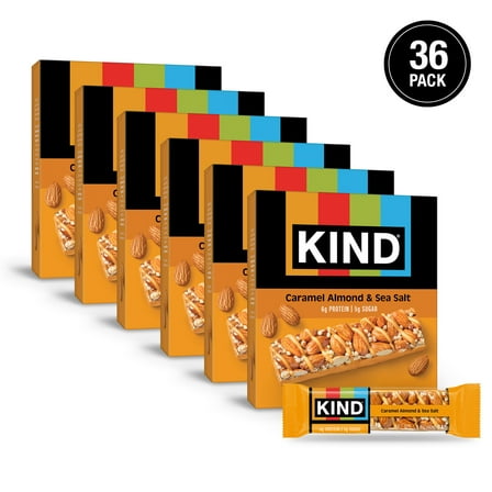 (6 pack) KIND Gluten Free Caramel Almond & Sea Salt Snack Bars, 1.4 oz, 6 Count Box