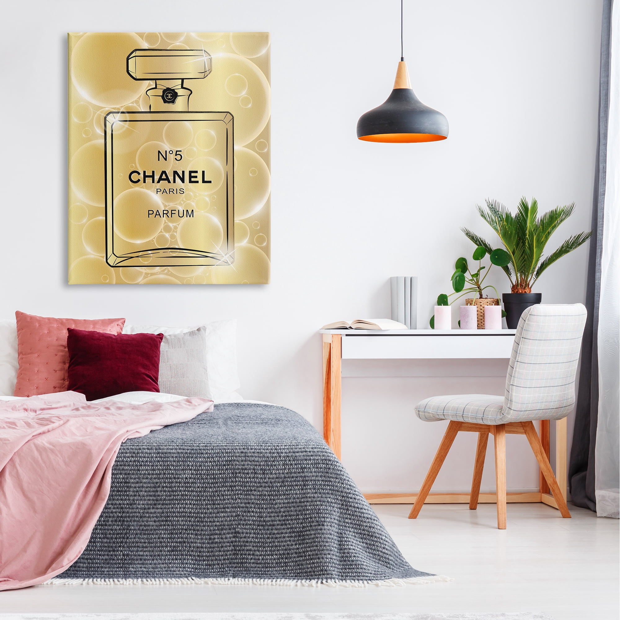 Stupell Industries Glam Perfume with Bubbles Beauty & Fashion Painting Gallery Wrapped Canvas Print Wall Art, 36 x 48