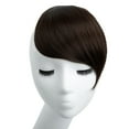 thumbnail image 2 of SARLA Side Bangs Dark Brown Clip in Synthetic Hair Pieces Straight Fake Bangs Extensions for Women, 2 of 3