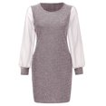 thumbnail image 4 of DPTALR Robe Midi en Filet Patchwork à Col Rond Manches Longues Décontractée pour Femme, 4 of 5