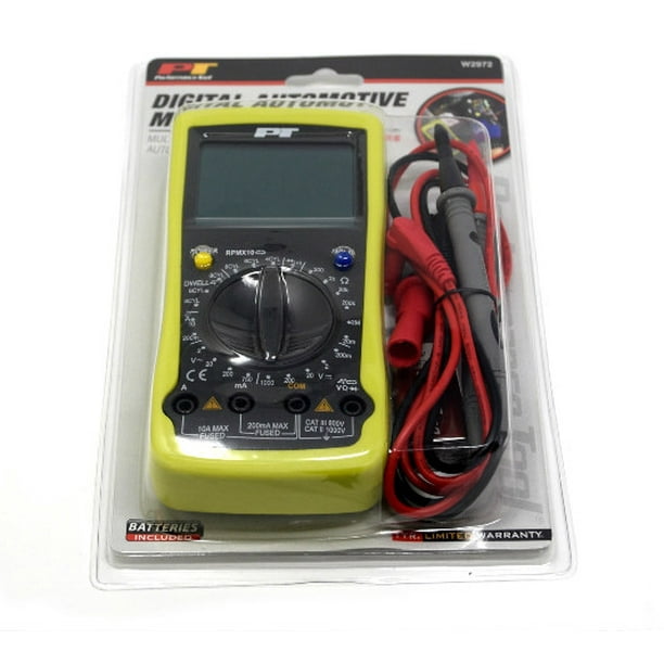 Performance Tool Digital Automotive Multimeter Tester UL Listed Leads