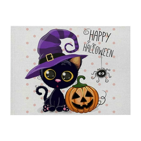 

qucoqpe Halloween Purple Series Cotton And Linen Placemats New Rectangular Western Place