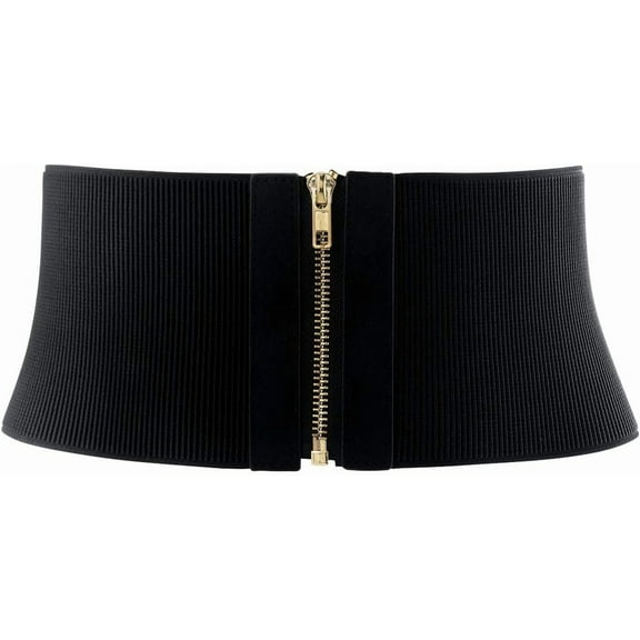 Zhengup Womens Wide Elastic Waist Belt for Dress Ladies Vintage Stretch Cinch Belt Waistband with Zipper