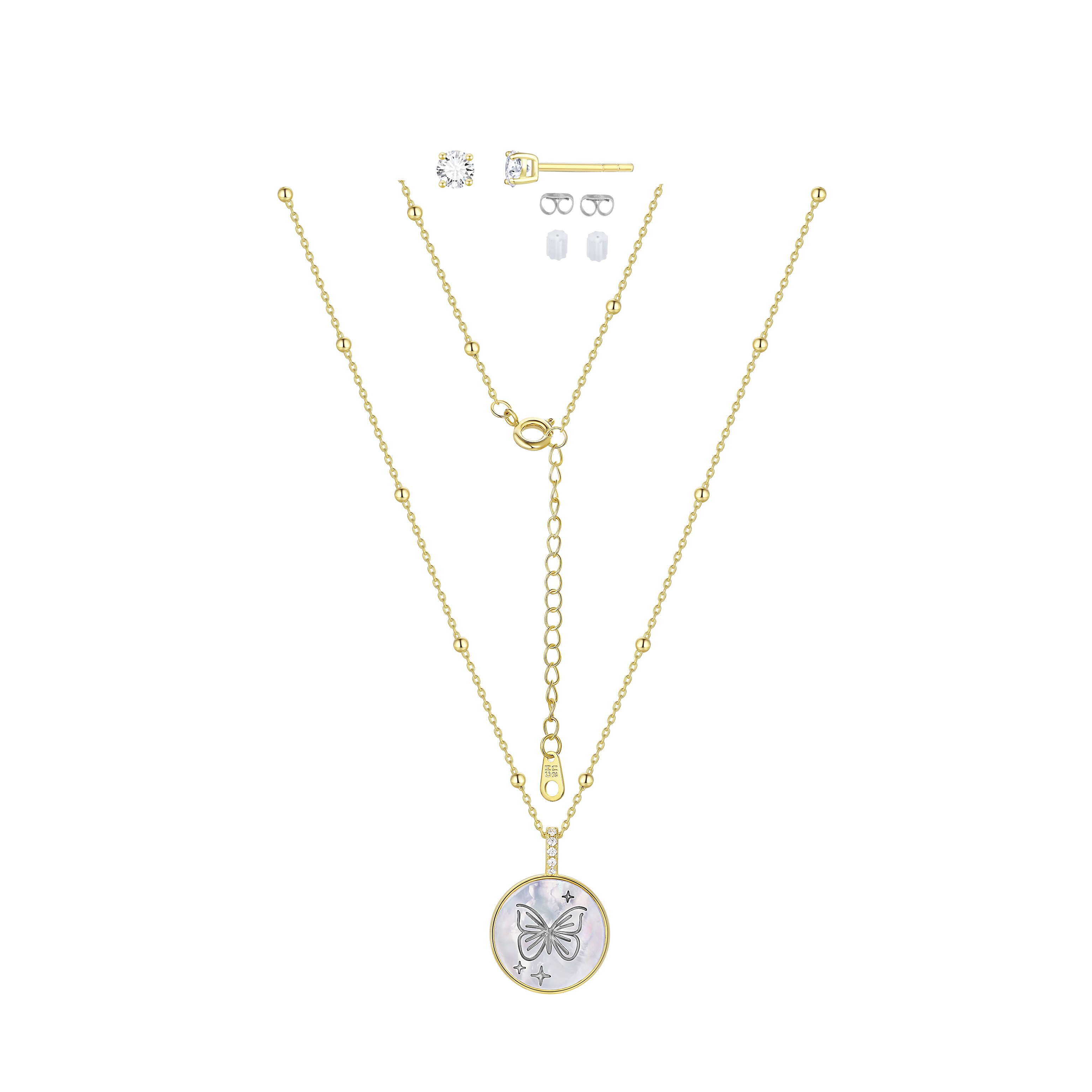 Believe by Brilliance Women's Set with Mother of Pearl in 14KT Gold Flash Plated Brass