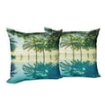 thumbnail image 6 of Ambesonne Landscape Throw Pillow Cover 2 Pack, Pool Nearly Beach, 18", Green Blue, 6 of 6