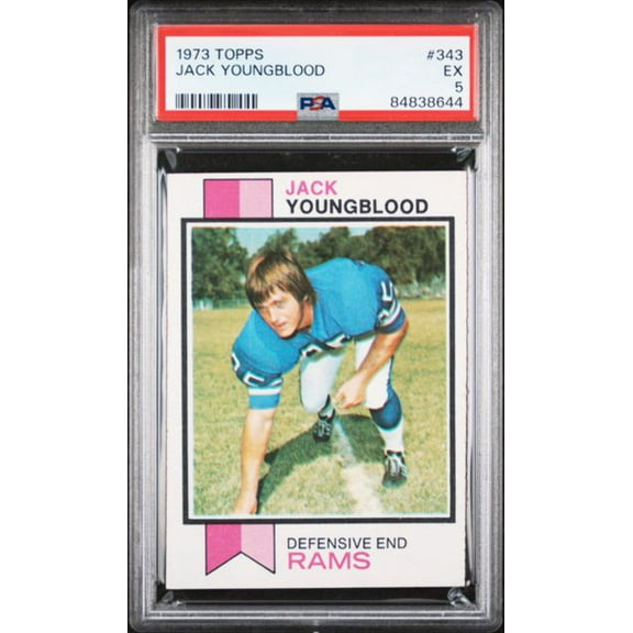 Graded 1973 Topps Jack Youngblood #343 Rookie RC Football Card PSA 5 Excellent