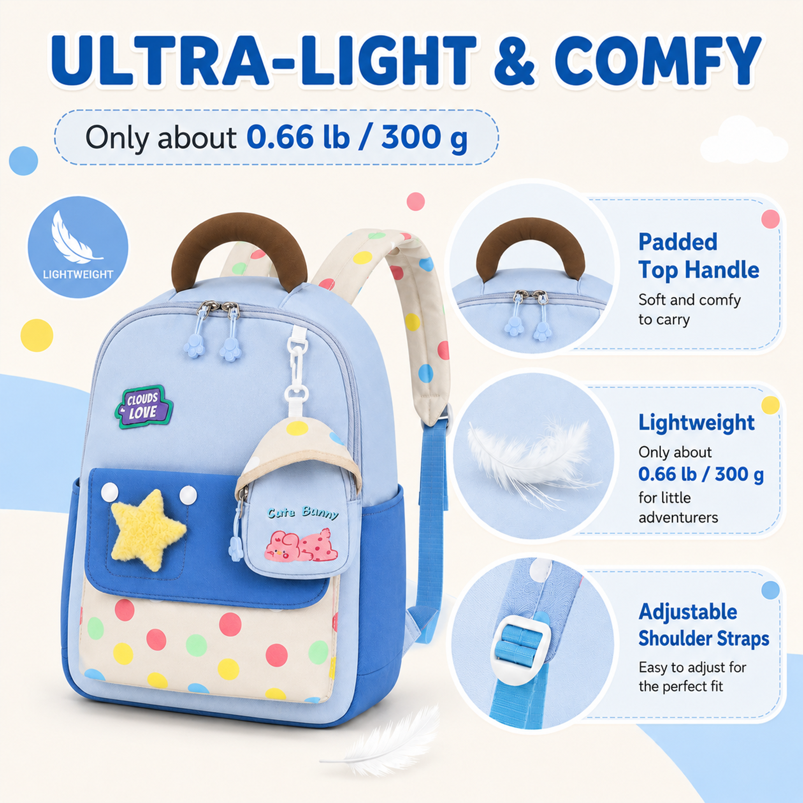 Mochila para niñas de 3 a 8 años, mochila escolar pequeña para preescolar y jardín de infantes, ligera, con diseños de caricatura, bolso Oxford para viajes - AZUL 6