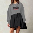 thumbnail image 2 of Pisexur Robes de Noël pour Femmes Mode Imprimé Noël Robes de Vacances Décontractées Col Rond Manches Longues Robe Fluide à Étages Mini Robe de Fête, 2 of 4