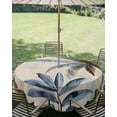 thumbnail image 3 of Outdoor Tablecloth with Umbrella Hole Zipper Palm Trees Round Tablecloth 60" Waterproof Outside Table Cloth Blue Brown Vintage Watercolor Tropical Patio Table Cover Tablecloths for Picnic Party, 3 of 8