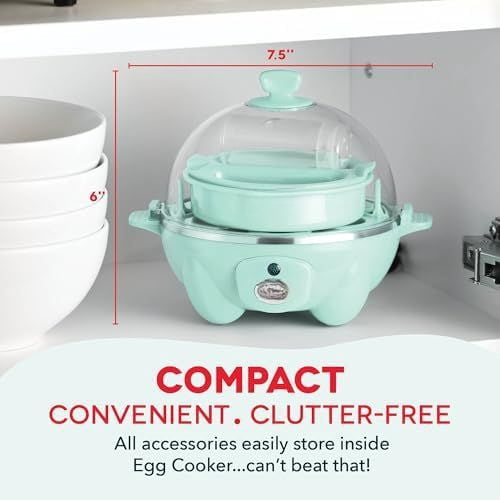 Rapid Egg Cooker - Boiler, Poacher & Steamer - Includes Measuring & Recipe Guide - Dishwasher Safe - BPA Free - Holds 7 Eggs, Aqua