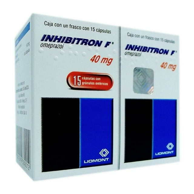 Inhibitron F Omeprazol 40 mg 2 cajas 15 cápsulas c/u