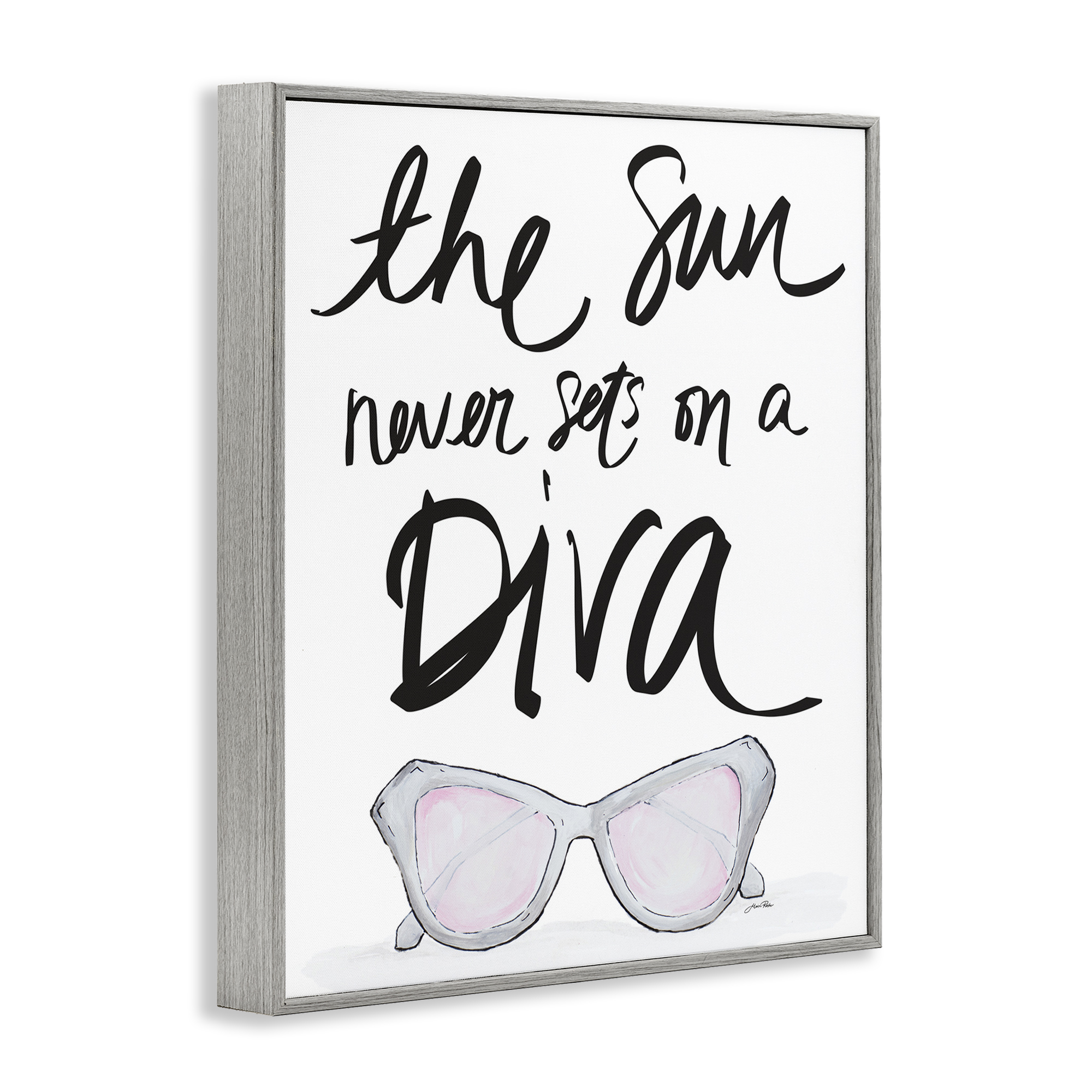 Stupell Industries Sun Never Sets on Diva Beauty & Fashion Painting Gray Framed Art Print Wall Art, 11 x 14