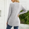 thumbnail image 4 of Long-Sleeve Lace-Trimmed Sweater with Round Neck and Side Pockets, Light Gray, Size S - Stylish Women's Casual Top, 4 of 6