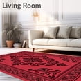 thumbnail image 2 of ODIKA 4'x6' Machine Washable Non-Slip Area Rug, Vintage Damask Entrance Barrier Trap High Traffic Rug with Pad, Red, 585185, 2 of 8