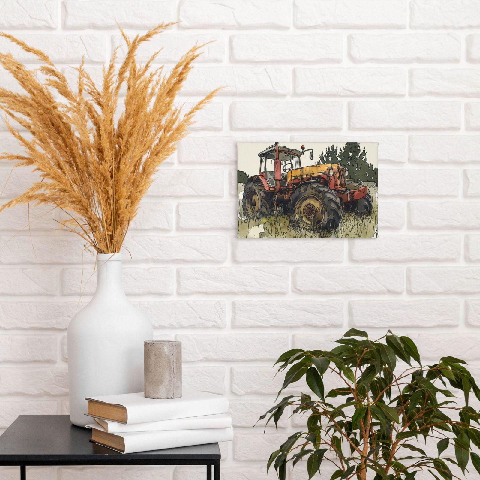 8x12 inch Yard Wall Art Rustic Decor Retro Tractor Canvas Painting,Pastoral Home Yard Fence Wall Decoration Prints,Farmhouse Kitchen,Living Room Wall Hanging Decor Art Hanging Picture Gift