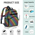 thumbnail image 6 of Rainbow Checkerboard Backpack for School,Cute School Bag,Schoolbag with Adjustable Shoulder Straps & Padded Back,15.25"x11.5"x5.25", 6 of 6
